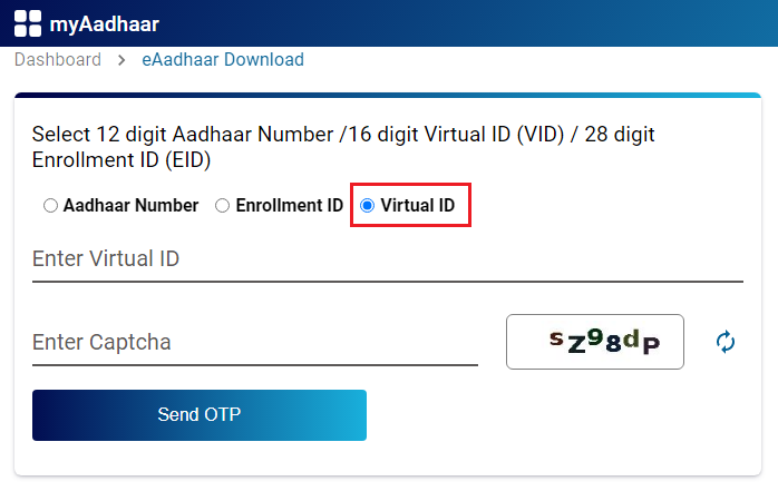 Download Aadhaar by Virtual ID